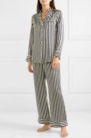 Lila striped silk-satin pajama set at Net A Porter